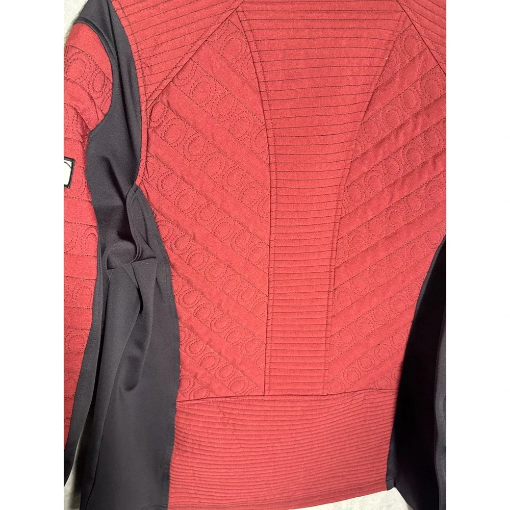 Kerrits‎ Womens Red Black Quilted Horseshoe Equestrian Full Zip Jacket  Large
